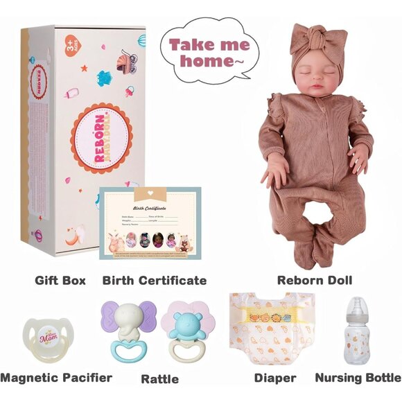 🆕20Inches Soft Cloth Body Sleeping Newborn Baby Dolls with Feeding Accessories - Picture 6 of 7